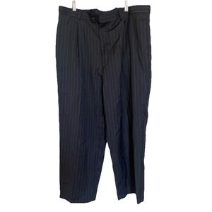 Tasso Elba Pants Mens  R36  Black 100% Pure Wool Dress Slacks Pleated Cuffed Hem